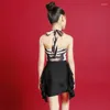 Stage Wear Lolita Children's Summer Latin Dance Training Clothes Online Red Performance Girls' Split Skirt