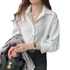 Chemises aux femmes Shirts à rayures Spring Summer Fashion Lotheve Loose Casual Cloue Elegant Tops 2024 Clothes Blusa