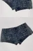 Sexy Seite Reißverschluss Denim Shorts Skinny Low Taille Mini Jeans mit Taschen Nachtclub Sommer 240415