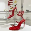 Rhinestone Stiletto Sandals Snake Strass 95 mm Red Cleo Wedding Even Enven Buty Kobiety na wysokie obcasy kostki designerskie buty imprezowe buty