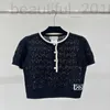 Women's T-Shirt designer 2024 summer new small fragrant style sweet and age reducing round neck hollowed out short sleeved knitted T-shirt for women's top H9CQ