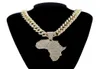 Fashion Crystal Africa Map Pendant Collier pour femmes Men039 ACCESSOIRES HIP HOP Collier de bijoux Chain de liaison cubaine GIED2042246