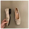 أحذية غير رسمية 2024 Spring Fashion Square Toe Ballet Mary Jane Flat Heel Soft Soy Sole Lady Loafer Mujer