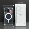 iPhone 14 13 12 11 15 Pro Max Magsafe 자기 무선 충전 애니메이션 케이스 소매 패키지가있는 Clear Phone Case