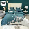 Zestawy pościeli Rabat Luksusowy egipski haft bawełniany Piękne kołdry okładki King Size Flower Blace Silk Bedset Nordica 2