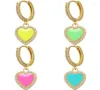 Boucles d'oreilles cerceaux Zhukou Email Heart For Women CZ Crystal Fabriqué à la main