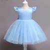 Abiti da ragazza per bambini ragazza blu abito tutu in perline da 1-5 anni abito da festa della bambina da bambina bambina bambina viscello a fili vestiti di tulle costume infantile t240415