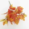 装飾的な花1/4PCSシミュレーションメープルは枝7秋の秋の葉の茎の低木を家のキッチンの装飾用