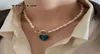 YIKUF88 s925 Sterling Silver Women Vintage Natural Pearl Blue Love Geometric Baroque Female Necklace6813117