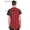 T-shirts masculins T-shirt Hip Hop High Street Long Plaid Golde Scalloped Le côté éternel T-shirt court