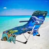 Couvre-chaise Couverture de plage d'été en mer avec poche latérale Microfibre Long Lounge Pliage Reclin Serviette