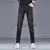メンズジーンズデザイナースプリングファッションコットンメンズジーンズスリムエラスティックビービジネスパンツズボンクラシックスタイル男性デニムグレーカラー