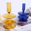 Titulares de vela Decrativa Vaso de flor de vidro colorido para decoração para decoração Centro de casamentos Centro -peças do castlear