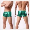 Women's Panties Mens Sexy Pu Underwear Boxers Brief Flat Angle Gay Bright Leather Convex Big Bag Swim Trunk Male Gold Boxer Shorts