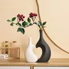 VASES NORDIC CERAMIC VASE VASE HOME DECOR FLOREROS DECORATIVOS MODENO BLACK and White Love Roomアクセサリーアート美学