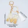 Keychains Lanyards 1pc 흰색 술 문자 키 체인 크리스탈 에폭시 26 초기 편지 키링 자동차 키 홀더 핸드백 펜던트 액세서리