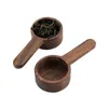 Scoops de café 100pcs / lot scoop en bois à mesurer la cuillère noire en bois de noyer pour la poudre d'épices à sucre en gros