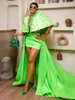 Röcke Chic Neon Green Satin Short Women Maxi -Rock mit Overlay -Mode hohe, langen weiblichen maßgeschneiderten maßgeschneiderten