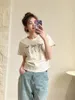 Women's T Shirts Summer Simple Casual Women T-shirts 2024 Bow Embroidery O-Heck Girl Straight Tees Korean Fashion All-Match Soft Top