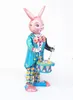 Rolig klassisk samling Retro Clockwork Happy Bunny Rabbit Wind Up Metal Walking Tin Play Drum Robot Mechanical Toy 240408