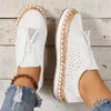 Casual Shoes Women's Fringe Hollow Out Sneakers Round Toe Flat Slip On Footwear Women White Solid Color Sandals Shallow Mouth