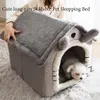Cat / lit de chien Poldable Pet Anim Sleeping Lips amovible et lavable Cat House Kennel For Dog House Indoor Cat Nest