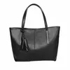 Yogodlns Fi Black Tote Sac pour femmes Pu Leather Sac à épaule de grande capacité Sac Handle Simple Color Color Handbag Shop V0FW #