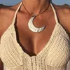 Chains Selling Cowhide Rope Moon Alloy CCB Exaggerated Pendant Artistic Retro Personality Fashionable Vintage Necklace For Women