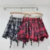 Saias Irregular Red Black Plaid Print Pleated Mini -saia gótica harajuku y2k 90s por linha coreana kpop kpop kawaii cintura alta