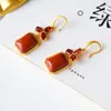 Dangle Earrings Silver Inlaid With Natural South Crystal Chinese Classical Charm Minority Design Women's Jewelry