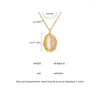 Kolye Kolyeler Yüksek kaliteli su geçirmez 24k altın kaplama paslanmaz çelik vintage oval opal kolye bayanlar moda takı doğum günü hediyesi