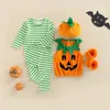 Kleidungssets Kleinkind -Outfit -Anzug Baby Girl Boy Langarm Halloween Kürbisabdruck losen Tops Fall Casual Hosen Hut Schuhe