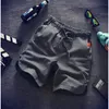 3 quarts pantalons courts mâles cordons décontractés en lin coton mens shorts de streetwear élégants