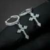 Dangle Earrings Huitan Simple Stylish Cross Drop Hoop Shiny CZ High Quality Women Men Personality Accessories Unisex Fashion Jewelry