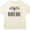 2023 Rhudes Shirt Designer for Men Womens t Fashion Tshirt z literami swobodne letnie koszulki z krótkim rękawem