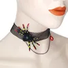 Anhänger Halloween Choker Halskette kreativer Strassspinnen -Spinnen -Web -Schlange Charm für Frauen