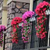 Fleurs décoratives suspendues extérieures artificielles violet décor de fête de la Saint-Valentin Panier mural de mariage fausse décoration de jardin de plante