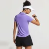 Top lu ausrichten kurze Frauenkleiderheizenhemden Trockenes Polo-Hemd für Tennis Slim Fit Hip Länge Golf T-Shirts Sommer Zitronen-Fitnessstudio Run