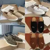 Summer Walk Women's Flat Heel Casual Shoes Loro Piano Mens Tasman Vintage Loafers Suede Dress äkta läder Sneakers Designer Moccasin Slip On Gift Shoe 35-45