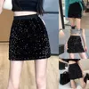 Skirts Stylish Comfy Fashion Short Skirt Sequins Elegant High Waist Microelasticity Polyester Versatile