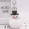 Plush Keychains 2020 Christmas Snowman Bag Keychain PU Leather Imitation Rex Rabbit Plush Keychain Gift Wholesale Y240415