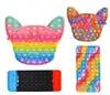 Tie Dye Rainbow Cartoon Poo-seu jogo de tabuleiro Toy Toy Toys Bull Terrier Telefone celular gamepad forma push bubble por quebra