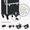 Professionele make -upcase 3 in 1 Portable Trolley Black Organizer Travel Bagage Cosmetic Bag Train 240416