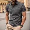 Casual shirts heren heren Summer Casual korte mouwen Polo shirt kantoor Kantoor mode revers Pocket t-shirt heren Ademend kleding 24416