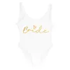 S-3XL Gold Print Team Bride One-Swimsuit Squad Squad Swimwear Swimwear Bachelorette Festiva Sue Summer Beatchwear Bareding Abitudini 240315