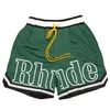 Новые дизайнерские мужские шорты Rhude Shorts Summer Fashion пляжные брюки мужчины высококачественные брюки с уличной одеждой Мужские Шорт США S-XL N-46