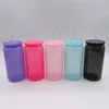 ゼリーカラー16オンスのプラスチック缶カップカップUnbreakableaアクリルタンブラー再利用可能なBPA無料シッピーカップは、UV DTFラップ用のふたストローと冷たい飲み物マグカップを飲む