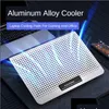 Almofadas de resfriamento de laptop Gaming Cooler Silent Big Fan Aluminium Pad 2 Porta USB Velocidade ajustável e notebook de altura 12-17 polegadas Drop de otwir