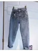 Jeans femminile femminile 2024 autunno ladies europeo di moda europeo diamanti rhinestone casual pantaloni in stile lusso streetwear