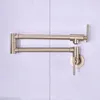 Kitchen Faucets 304 Stainless Steel Folding Faucet Extension Laundry Sink Long Swivel Single Cold Into The Wall Type SK8670